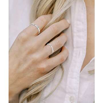 RLMOON 8PCS Silver Stacking Ring Set for Women Teen Danity Thumb Stackable Rings Heart CZ Promise Et...