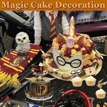 Wizard Party Chocolate Decoration Delicate Patterns Birthday Cake Topper with Glue Point Dots Cupcake Topper Decor Magical Party Favors for Wizard Theme Party Supplies 11 Pcs