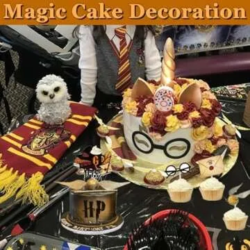 Wizard Party Chocolate Decoration Delicate Patterns Birthday Cake Topper with Glue Point Dots Cupcake Topper Decor Magical Party Favors for Wizard Theme Party Supplies 11 Pcs