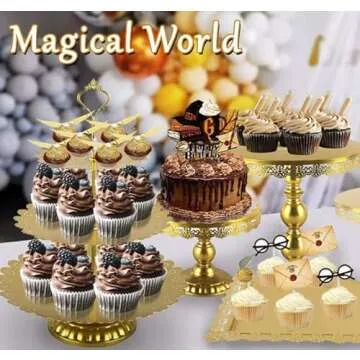 Wizard Party Chocolate Decoration Delicate Patterns Birthday Cake Topper with Glue Point Dots Cupcake Topper Decor Magical Party Favors for Wizard Theme Party Supplies 11 Pcs