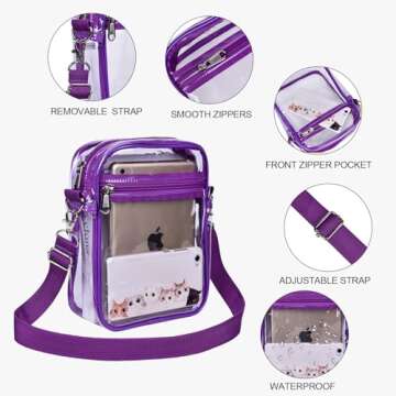 USPECLARE Clear Purse Stadium Approved Clear CrossBody Bag for Men and Women Transparent Messenger Shoulder Bag