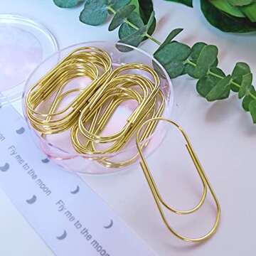 Gold Jumbo Big Paper Clips 20pcs for Stylish Organization