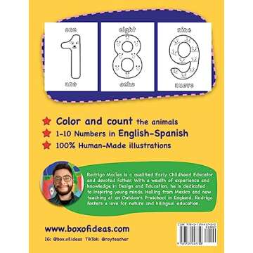 Big Bilingual Numbers: Coloring Book for Kids Ages 2-4 English-Spanish
