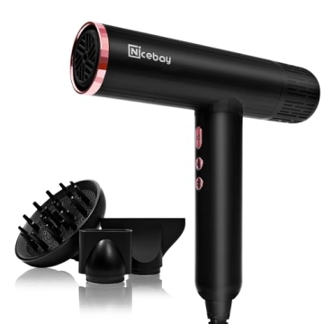 Nicebay 110000RPM Ionic Hair Dryer Fast Drying Lightweight Quiet