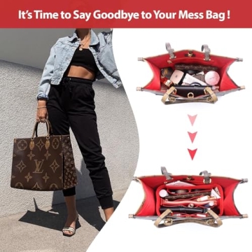 OMYSTYLE Red Purse Organizer Insert 5 Sizes Bag Organizer
