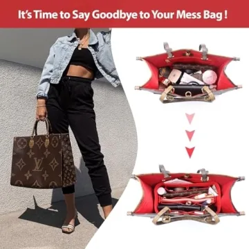 OMYSTYLE Red Purse Organizer Insert 5 Sizes Bag Organizer