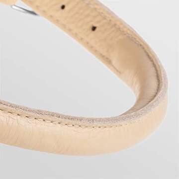 CollarDirect Rolled Leather Dog Collar, Soft Padded Round Puppy Collar, Handmade Genuine Leather Col...