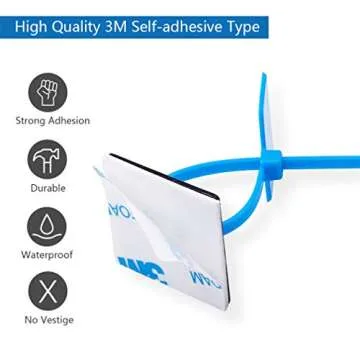 10Gtek Self Adhesive Cable Tie Mounts - 3M Strongly Adhesive-Backed Zip Tie Base Holders for Home, Office Cable Wire Management(19.5mm x 19.5mm, White, 100pack)