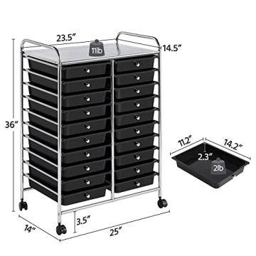 Yaheetech 20 Drawers Rolling Storage Cart on Wheels