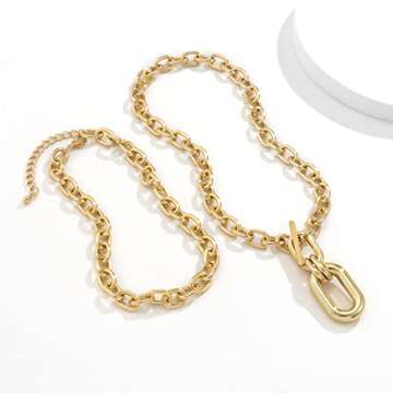 Hanfluenve Chunky Gold Statement Necklace for Women