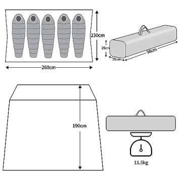 ONTYZZ 3-5 Person Waterproof Camping Tent Large Cabin Tent Big Family Tent with Projector Black Oxfo...