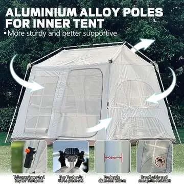 ONTYZZ 3-5 Person Waterproof Camping Tent Large Cabin Tent Big Family Tent with Projector Black Oxford for Hiking Traveling Camping