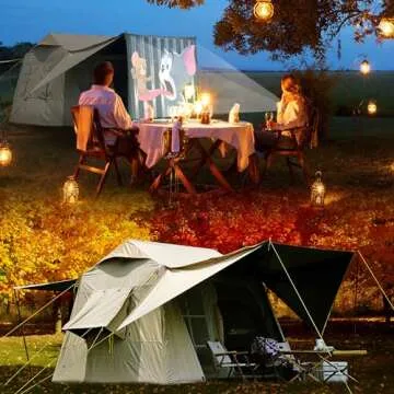 ONTYZZ 3-5 Person Waterproof Camping Tent Large Cabin Tent Big Family Tent with Projector Black Oxford for Hiking Traveling Camping