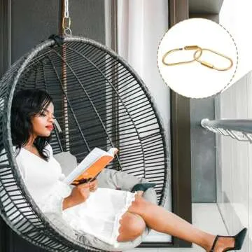 2.52 x 1.34 inches 6 Pcs Brass Screw Lock Keychain, Durable Brass Screw Lock Clip Key Chain Ring Durable Simple Brass Keychain Holder Brass Key Ring Simple Style Car keychain for Men Women Gold