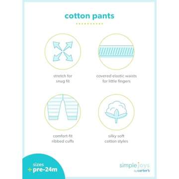 Simple Joys Baby Cotton Pants - Comfortable & Safe 4-Pack