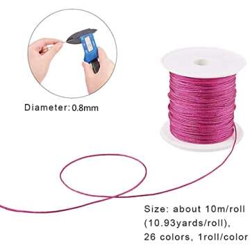 PH PandaHall 0.8mm Nylon Thread 250yards Bracelet String Chinese Knotting Cord Beading String Knotting Cord Kumihimo Macrame Cord for Macrame Friendship Bracelets Christmas Tree Ornament 25 Colors