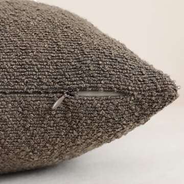 Jeneoo Light Brown Decorative Square Thick Throw Pillow Covers Fine Textured Boucle Couch Cushion Case for Living Room Sofa Home Decor, Set of 2, 18 x 18 Inch