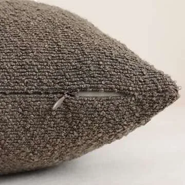 Jeneoo Light Brown Decorative Square Thick Throw Pillow Covers Fine Textured Boucle Couch Cushion Case for Living Room Sofa Home Decor, Set of 2, 18 x 18 Inch