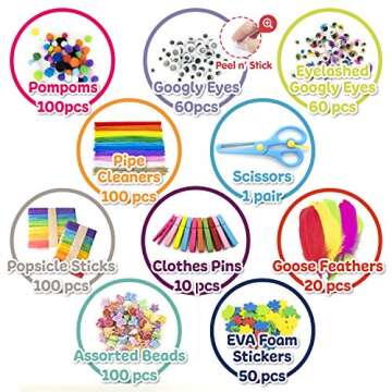 Olly Kids Arts and Crafts Supplies Set- 1000+ Pieces Giftable Craft Box for Kids: DIY Craft Supplies...