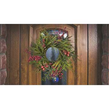 RED DECO Christmas Door Wreath for Holiday Decor