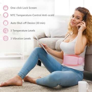 Portable Heating Pad for Period Cramps, Menstrual Heating Pad with 5000mAh Magnetic Controller, Heating Pad with 3 Heat Levels & 3 Massage Modes for Period Cramps Pain Relief, Christmas Gift for Women