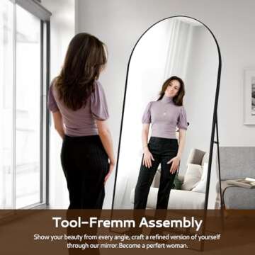 Full Length Mirrors 71"x32" Arched Full Body Mirror Gold Arch Mirror Arched Floor Mirror Bathroom Vanity Mirror Brushed Metal Frame Anti-Rust Tempered Glass for Bedroom Entryway Living/Dressing Room