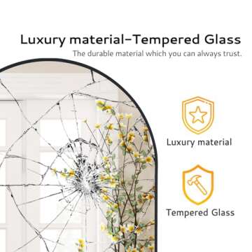 Full Length Mirrors 71"x32" Arched Full Body Mirror Gold Arch Mirror Arched Floor Mirror Bathroom Vanity Mirror Brushed Metal Frame Anti-Rust Tempered Glass for Bedroom Entryway Living/Dressing Room