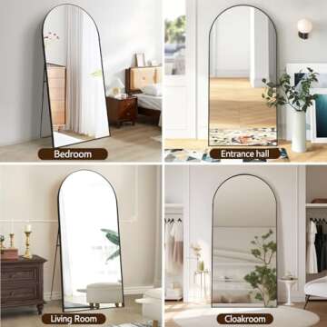 Full Length Mirrors 71"x32" Arched Full Body Mirror Gold Arch Mirror Arched Floor Mirror Bathroom Vanity Mirror Brushed Metal Frame Anti-Rust Tempered Glass for Bedroom Entryway Living/Dressing Room