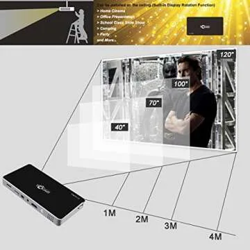 Mini Projector, New Android 7.1 DLP Built-in Battery Wireless Airplay Miracast Screen Share Mirroring Support 1080P Movie Player Portable LED Pocket Pico Projector WiFi USB HDMI Remote