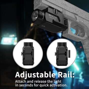 ELFGO Pistol Light Picatinny Rail Gun Lights for Glock - 600 Lumens Pistol Flashlight Tactical Weapon Handgun Light Strobe Mode, Aluminum, Battery Powered Picatinny Flashlight