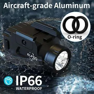 ELFGO Pistol Light Picatinny Rail Gun Lights for Glock - 600 Lumens Pistol Flashlight Tactical Weapon Handgun Light Strobe Mode, Aluminum, Battery Powered Picatinny Flashlight