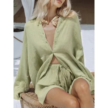 Meenew Women's 2-Piece Cotton Beach Sweatsuit Set