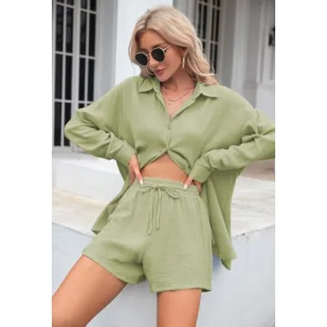 Meenew Women's 2-Piece Cotton Beach Sweatsuit Set