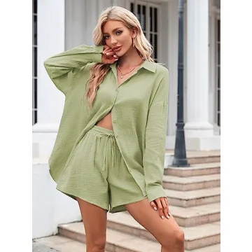 Meenew Women's 2-Piece Cotton Beach Sweatsuit Set