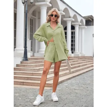 Meenew Women's 2-Piece Cotton Beach Sweatsuit Set