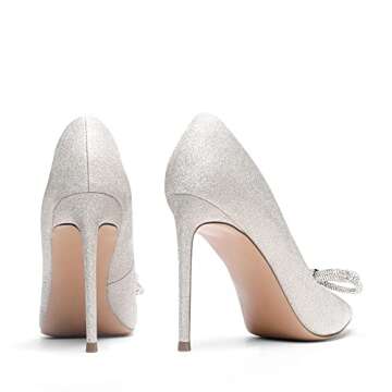 DREAM PAIRS Women's High Heels for Women Classic Pointed Closed Toe Pumps Sexy Sparkly Rhinestone Stiletto Heels Elegant Versatile Wedding Bridal Party Dress Shoes SDPU2207W Silver Size 9.5 M US
