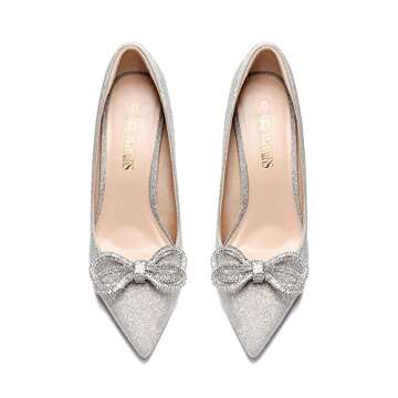 DREAM PAIRS Women's High Heels for Women Classic Pointed Closed Toe Pumps Sexy Sparkly Rhinestone Stiletto Heels Elegant Versatile Wedding Bridal Party Dress Shoes SDPU2207W Silver Size 9.5 M US