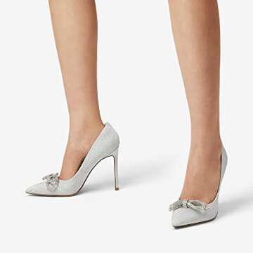 DREAM PAIRS Women's High Heels for Women Classic Pointed Closed Toe Pumps Sexy Sparkly Rhinestone Stiletto Heels Elegant Versatile Wedding Bridal Party Dress Shoes SDPU2207W Silver Size 9.5 M US