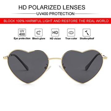 Stylish JOVAKIT Heart-Shaped Polarized Sunglasses for Women