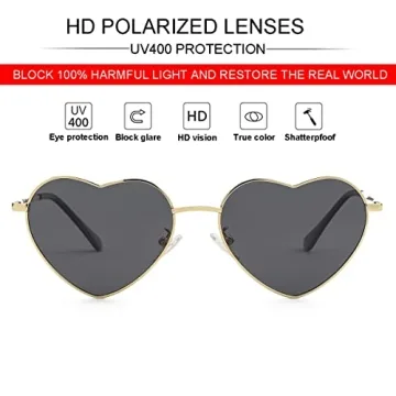 Stylish JOVAKIT Heart-Shaped Polarized Sunglasses for Women