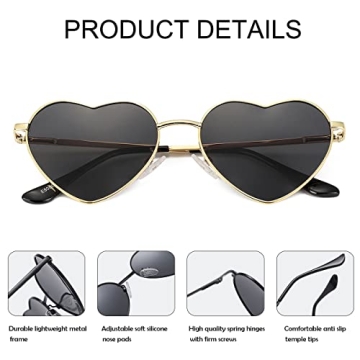 Stylish JOVAKIT Heart-Shaped Polarized Sunglasses for Women