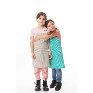 TOVLA JR. Toddler Kitchen Apron, Hat and Cookbook Gift Set for Kids with Pocket for Boys and Girls, Comfortable Cotton Canvas for Baking and cooking Ages 3-10