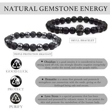 Black Obsidian Triple Protection Bracelet for Gifts
