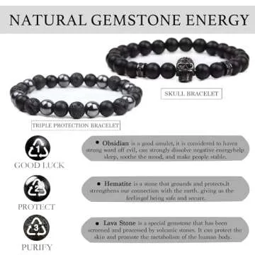 Black Obsidian Triple Protection Bracelet for Gifts