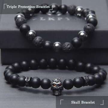 Black Obsidian Triple Protection Bracelet for Gifts