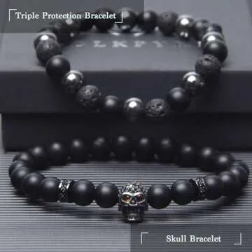 Black Obsidian Triple Protection Bracelet for Gifts