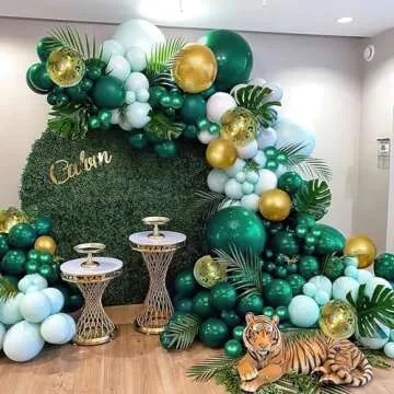 BBeipulas Green and Gold Balloon Arch Kit – 12inch Metallic Safari Decor