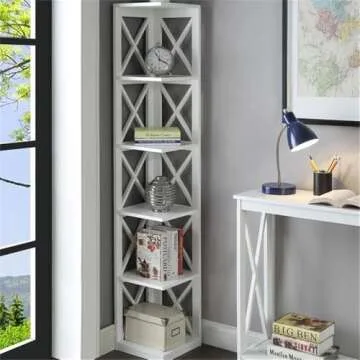 Stylish Convenience Concepts Oxford 5 Tier Corner Bookcase for Home Storage