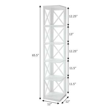 Convenience Concepts Oxford 5 Tier Corner Bookcase White