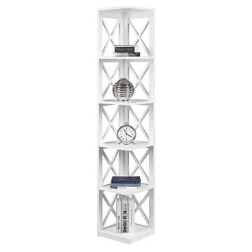 Convenience Concepts Oxford 5 Tier Corner Bookcase White